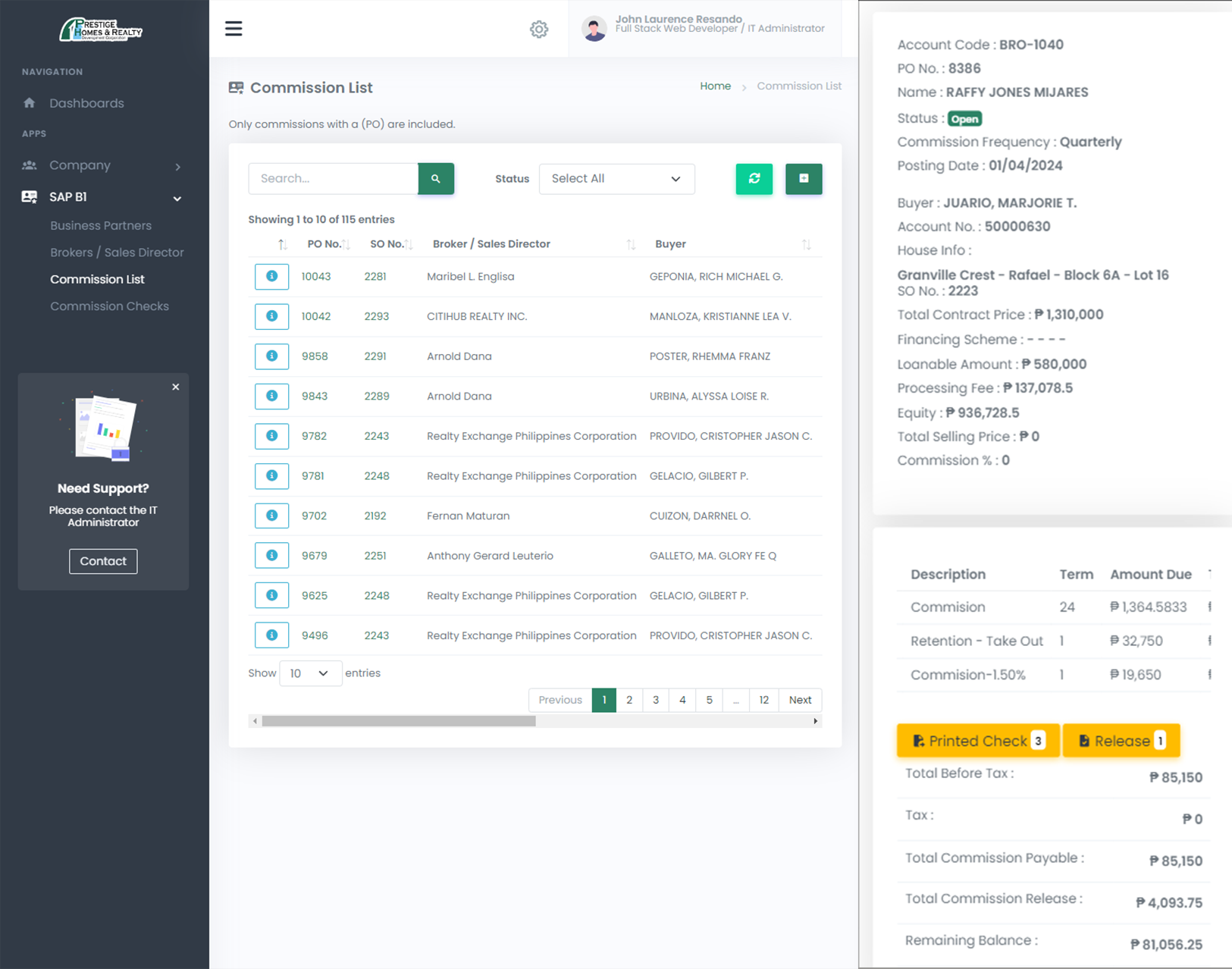 Brokers Commission System